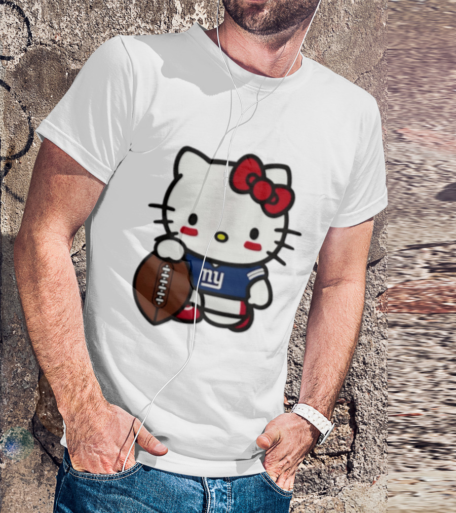 Hello Kitty New York Giants Football Cartoon Player T-Shirt