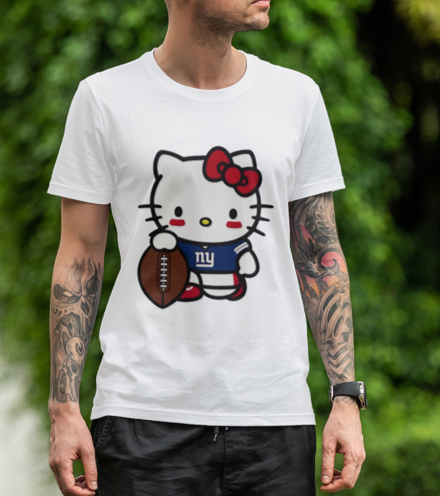 Hello Kitty New York Giants Football Cartoon Player T-Shirt