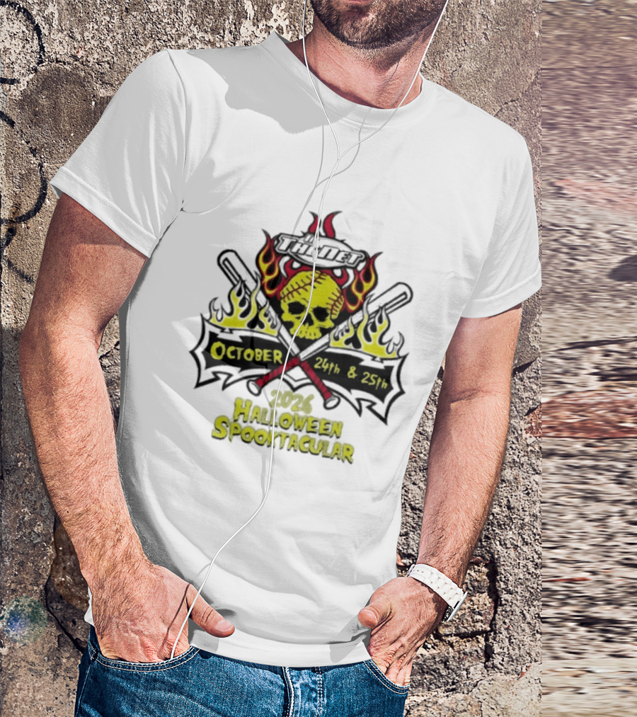 In The Net 2026 Halloween Spooktacular October 24th And 25th Skull Flames Crossed Bats T-Shirt