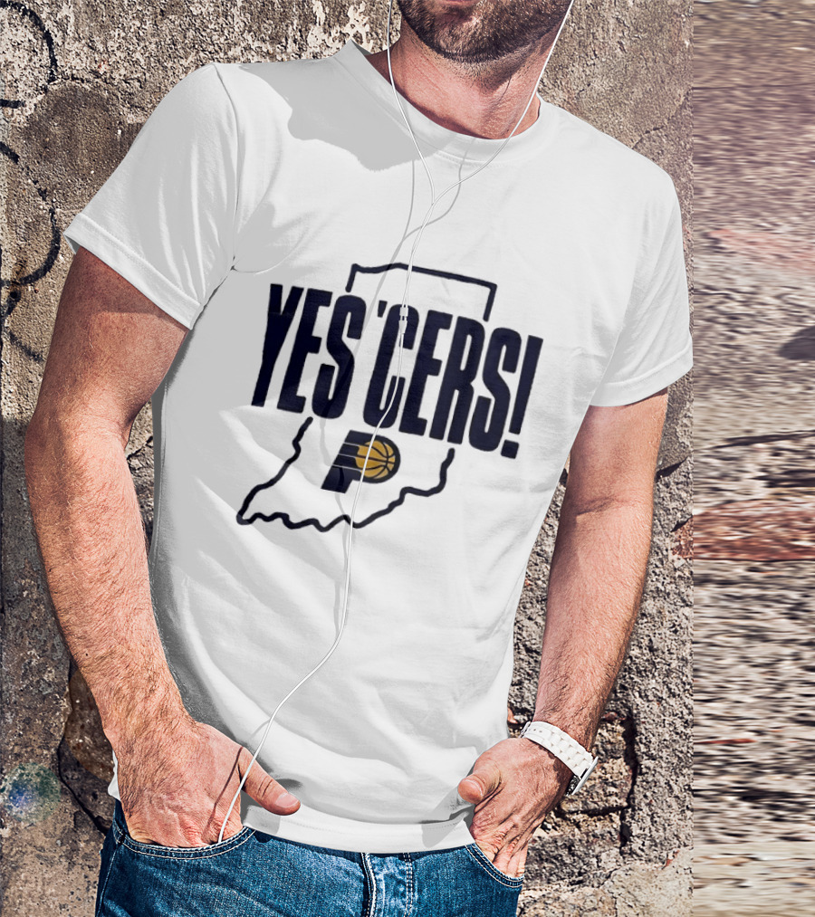Indiana Pacers Yes'Cers Basketball Graphic With State T-Shirt