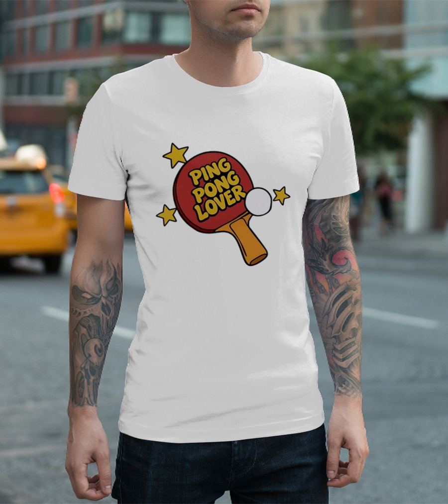 Ping Pong Lover Table Tennis Paddle Racket Stars T-Shirt