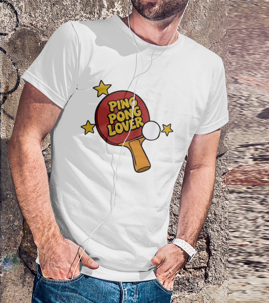 Ping Pong Lover Table Tennis Paddle Racket Stars T-Shirt