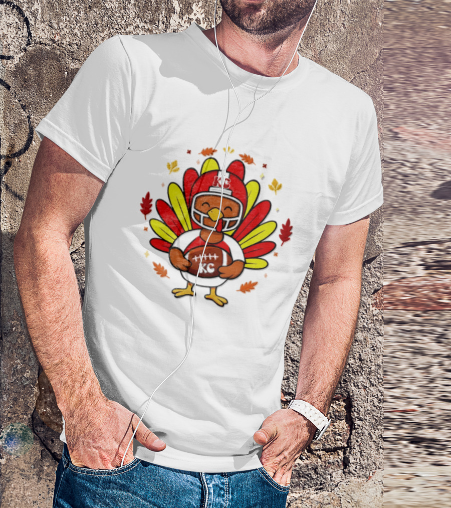 Turkey Football Touchdowns Kansas City Chiefs Thanksgiving T-Shirt