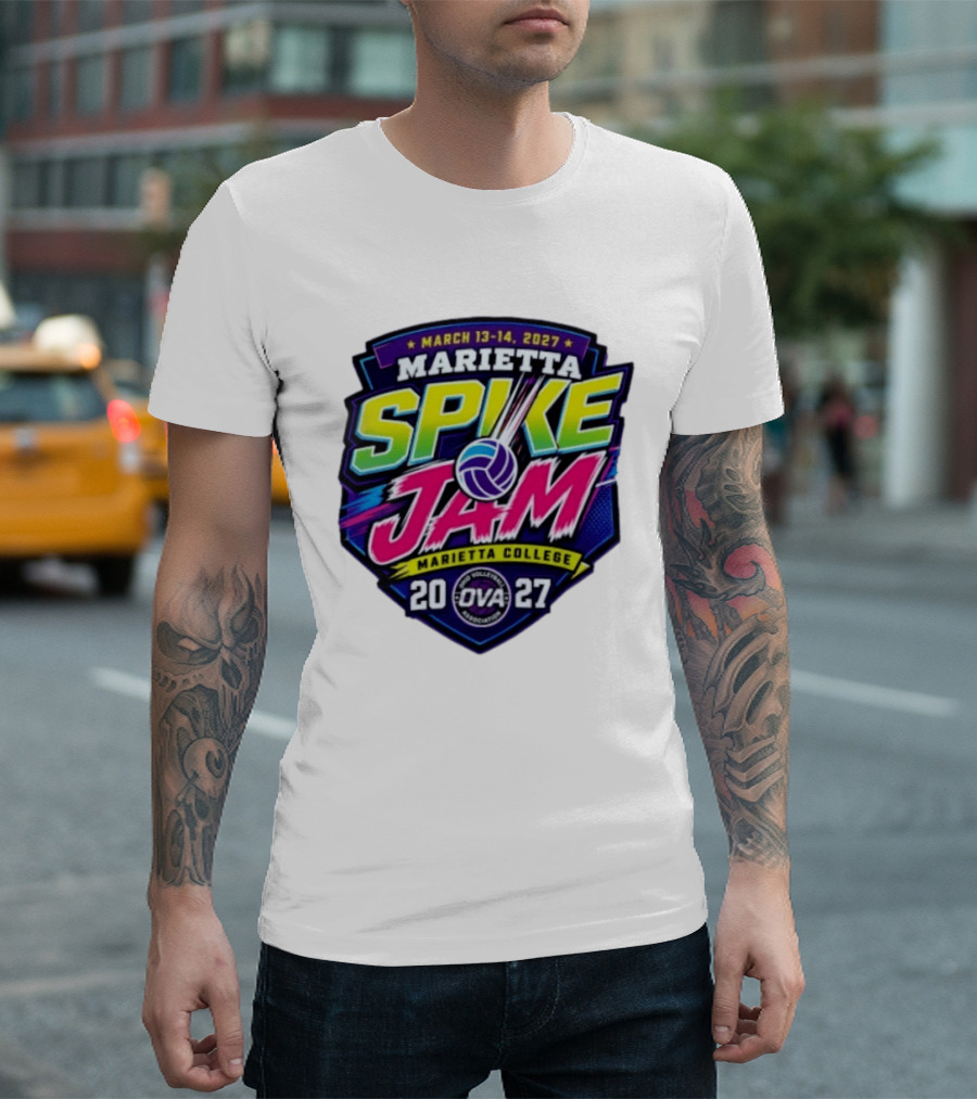 Marietta Spike Jam 2027 March 13 14 OVA Marietta College Volleyball Association T-Shirt