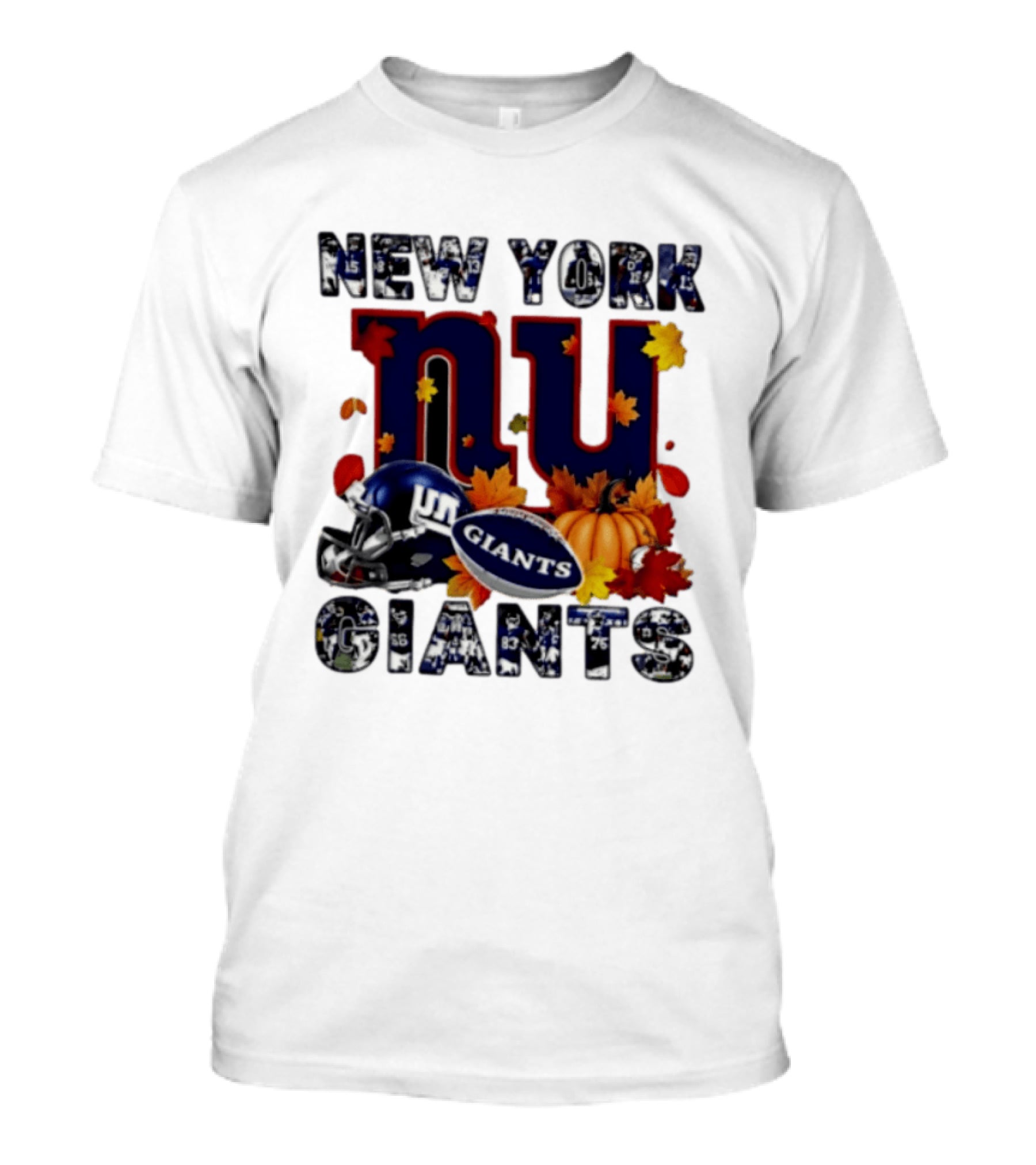 New York Giants NU Football Autumn Leaves Helmet Pumpkin 2026 T-Shirt