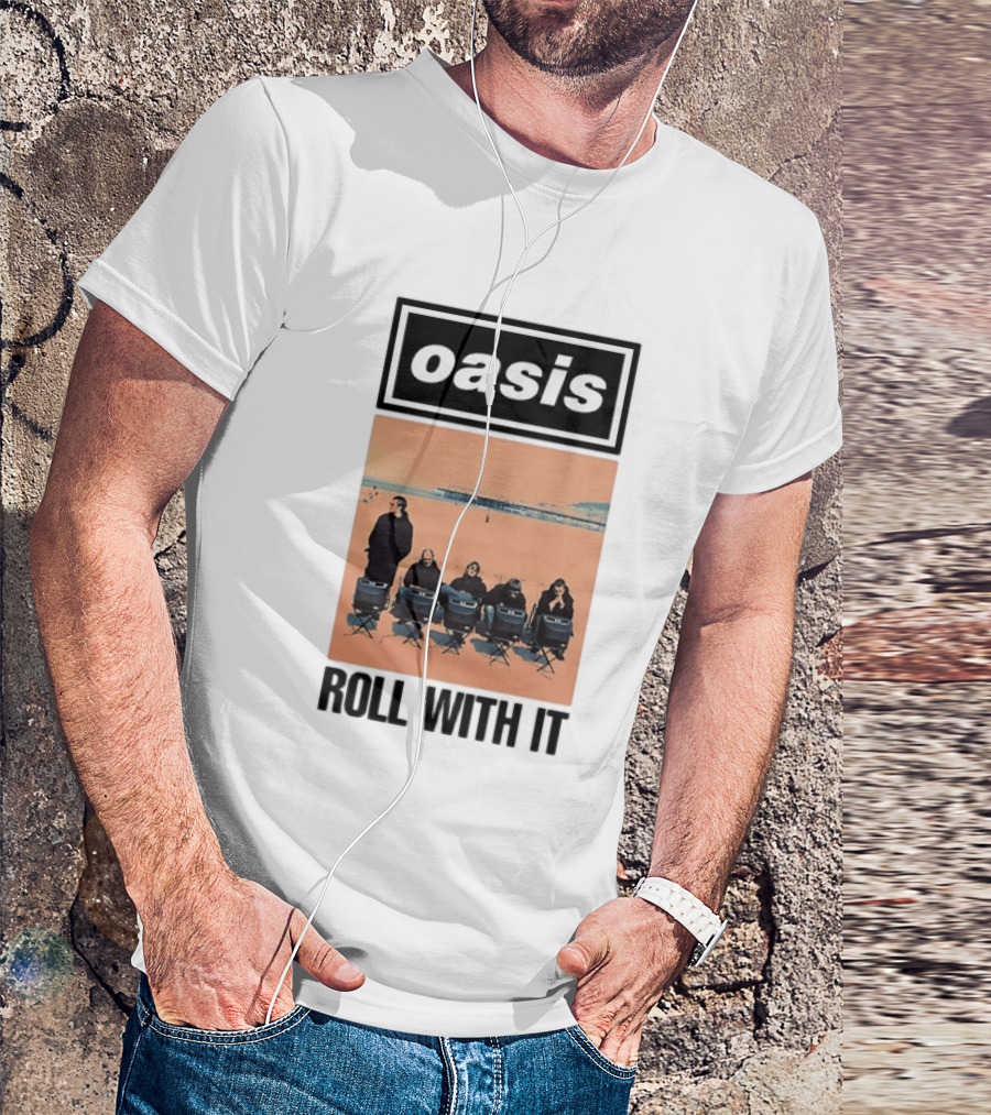 Oasis Roll With It Britpop Band Liam Gallagher T-Shirt