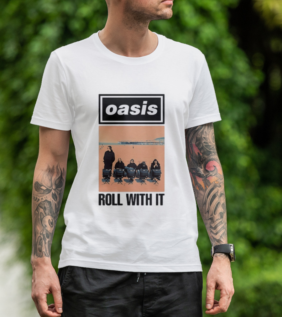 Oasis Roll With It Britpop Band Liam Gallagher T-Shirt