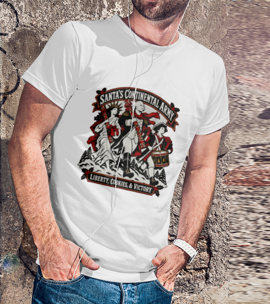 Santa's Continental Army Liberty Cookies And Victory T-Shirt