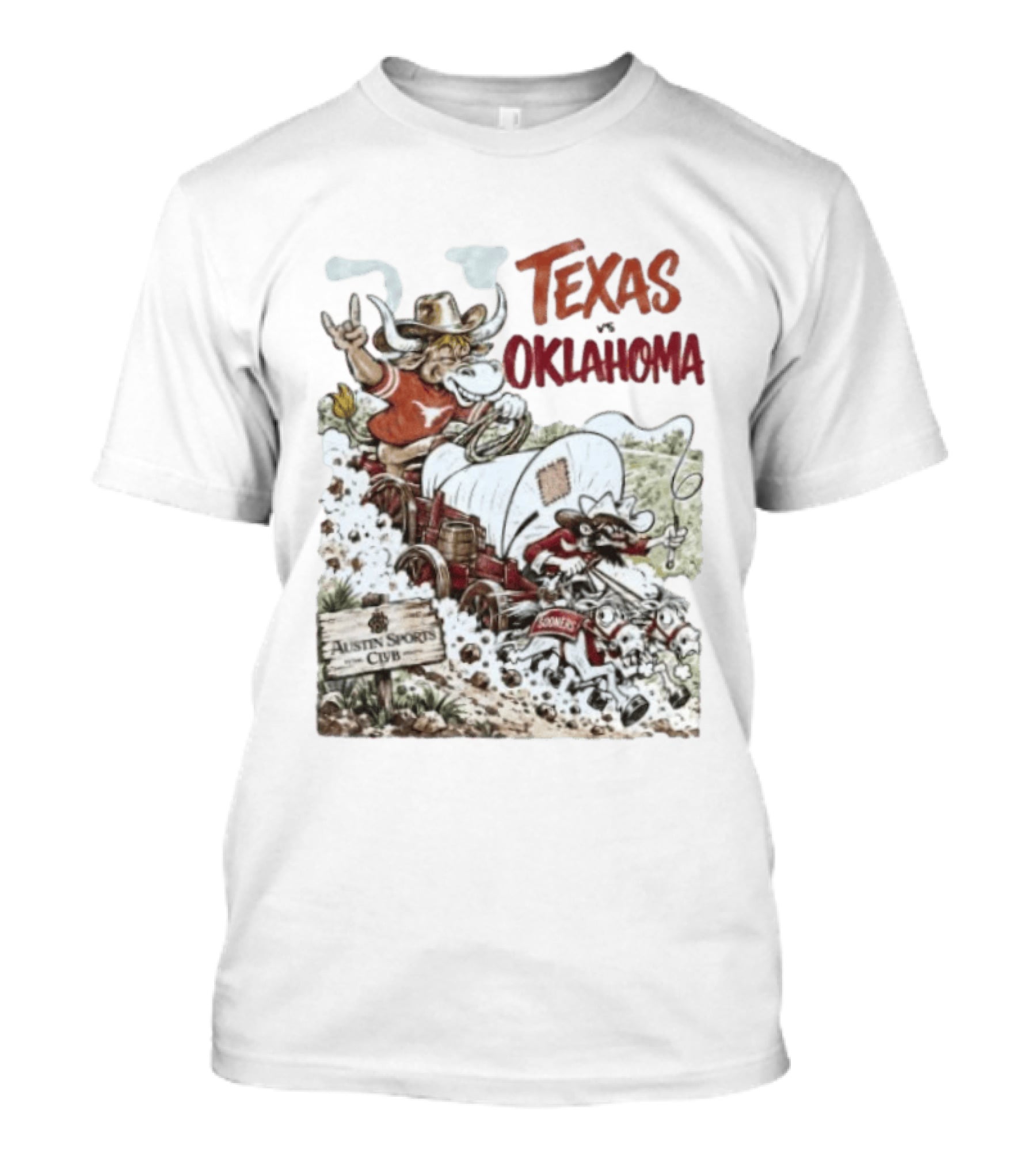 Texas Vs Oklahoma 1967 Longhorns Sooners Austin Sports Club Program T-Shirt