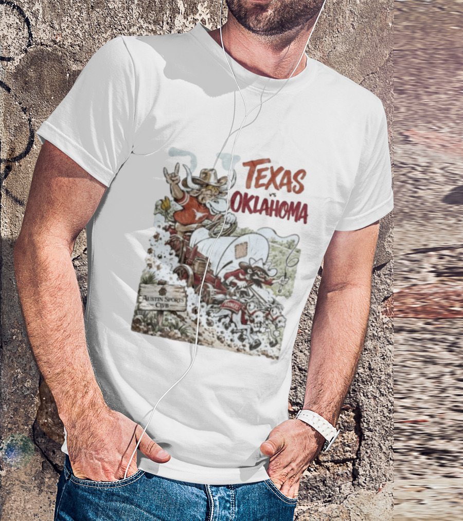 Texas Vs Oklahoma 1967 Longhorns Sooners Austin Sports Club Program T-Shirt