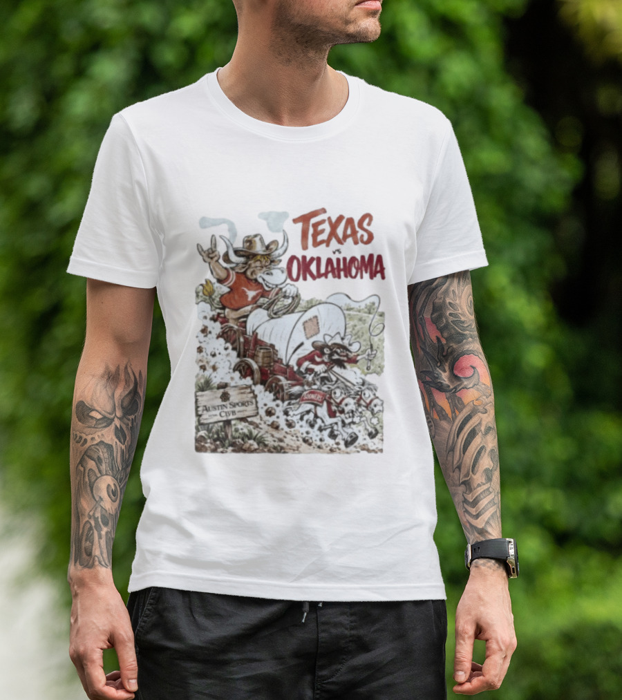Texas Vs Oklahoma 1967 Longhorns Sooners Austin Sports Club Program T-Shirt