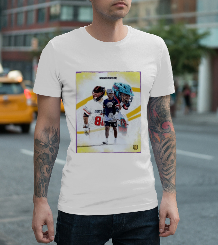 Indigenous Peoples Day PLL Lacrosse Cannons Outlaws Player Collage T-Shirt