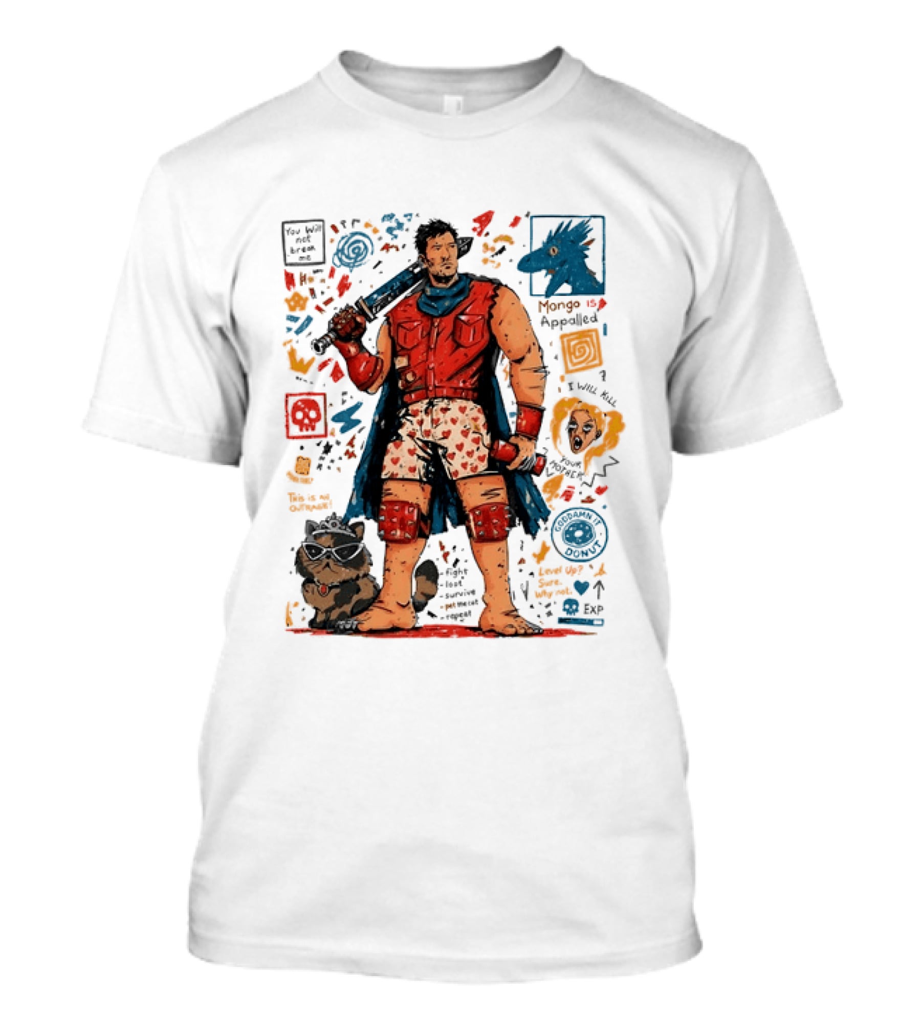 Mongo Is Appalled Goddamn It Donut Fantasy Adventure Comic Style Hero Boxer Villain Playful Quotes T-Shirt