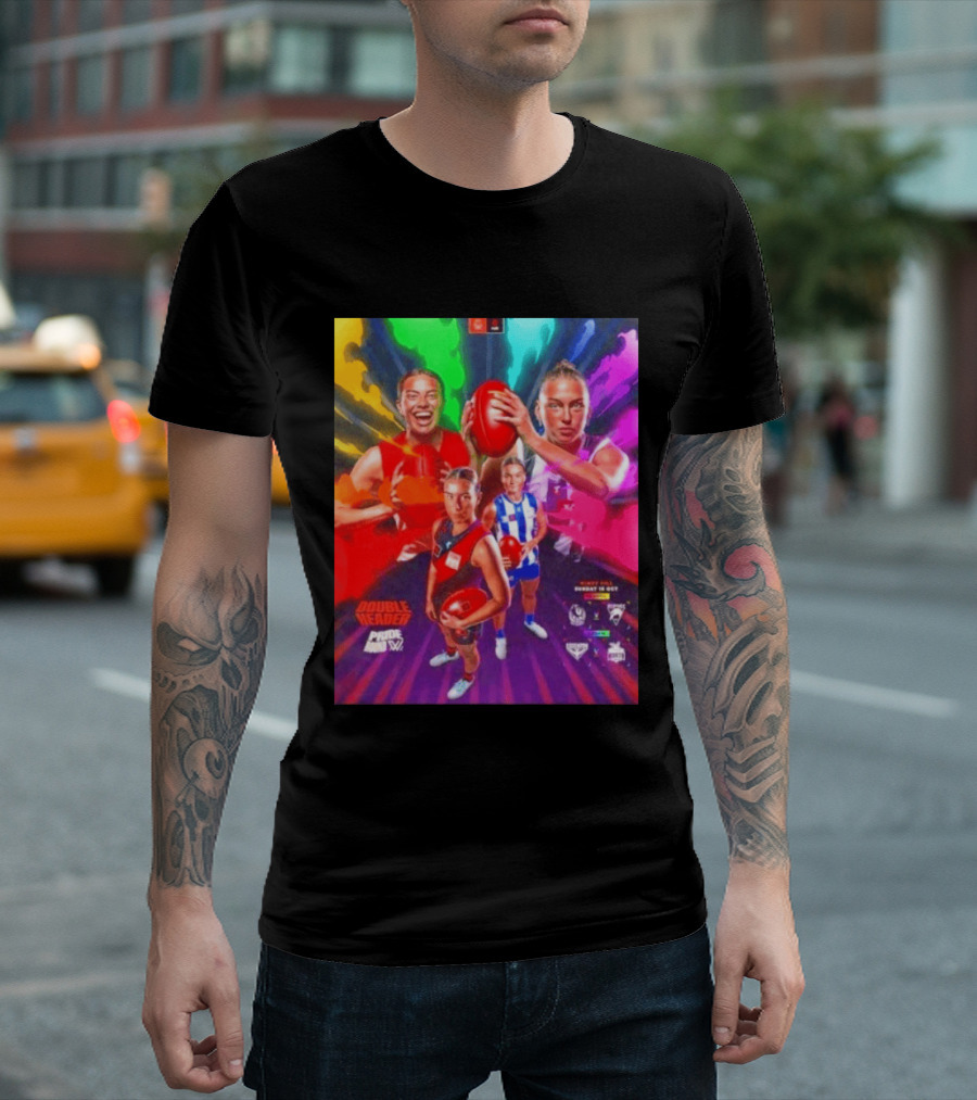 Double Header AFLW Pride Round Sydney Essendon North Windy Hill T-Shirt