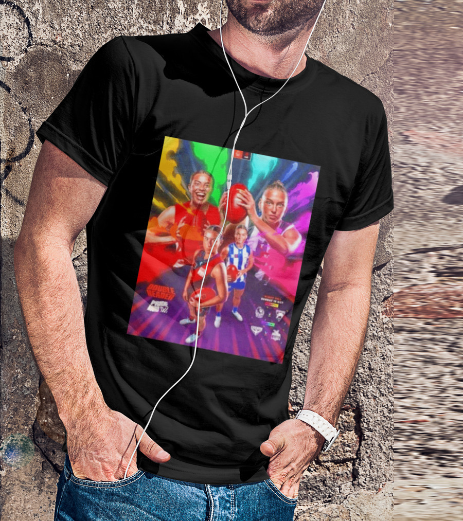 Double Header AFLW Pride Round Sydney Essendon North Windy Hill T-Shirt