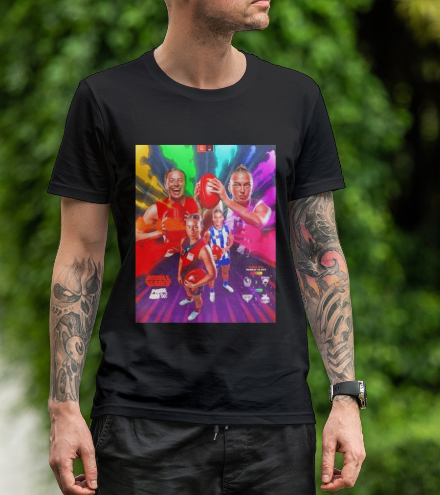 Double Header AFLW Pride Round Sydney Essendon North Windy Hill T-Shirt