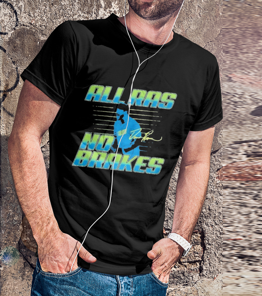ALL RAS NO BRAKES Baseball Player Blue Neon Stripes Signature T-Shirt