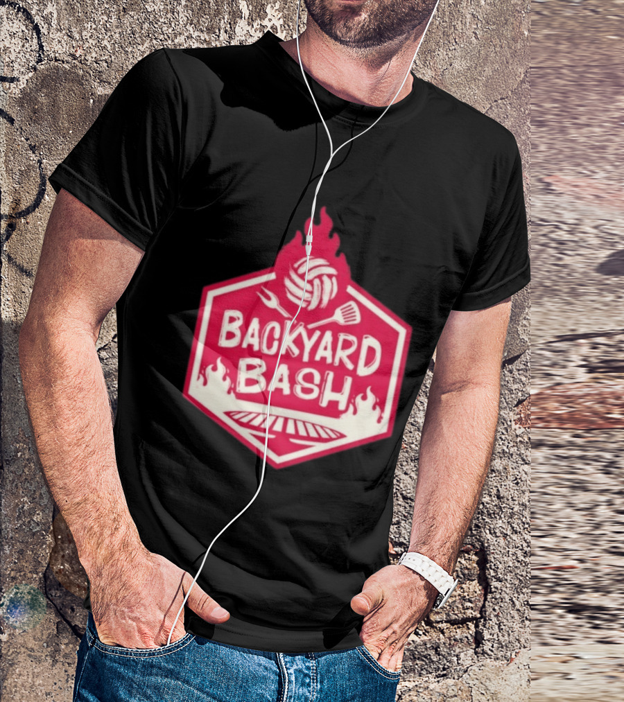 Backyard Bash Grill Barbecue Volleyball Flames Fork Spatula T-Shirt