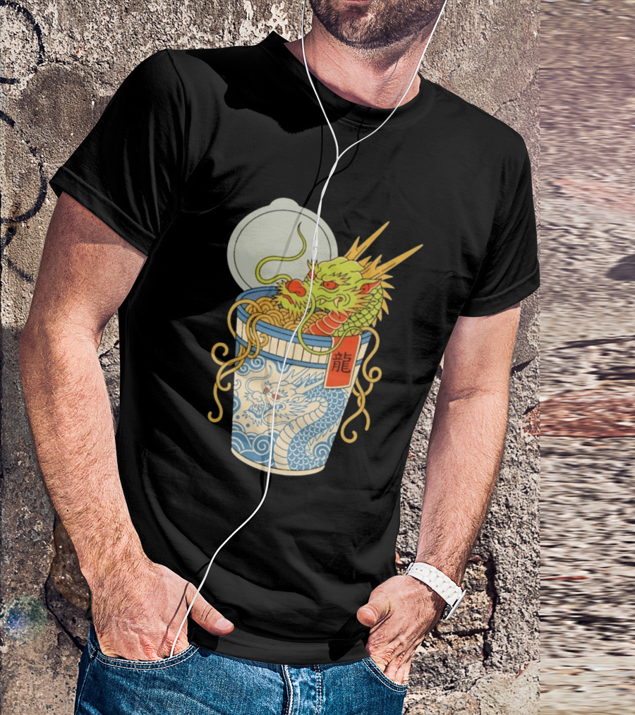 Dragon Ramen Cup With Traditional Japanese Kanji T-Shirt