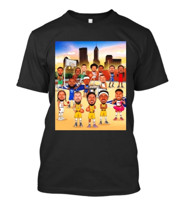 Indiana Pacers NBA Caricature Players Skyline T-Shirt