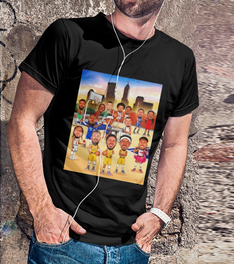 Indiana Pacers NBA Caricature Players Skyline T-Shirt