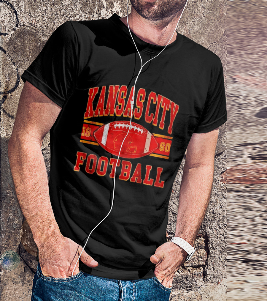 Kansas City Chiefs 1960 Distressed Football T-Shirt