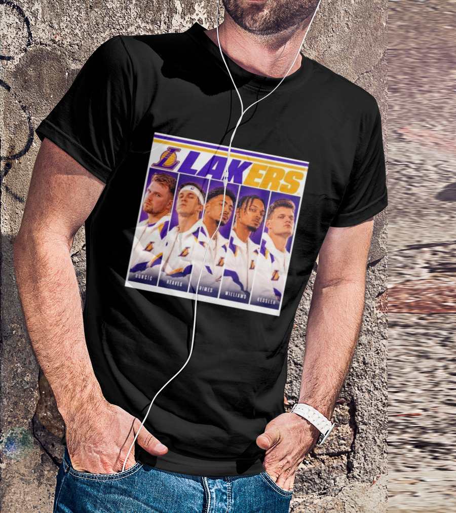 Lakers NBA Stars Collage Luka Dončić Austin Reaves Quentin Grimes Jalen Williams Walker Kessler T-Shirt