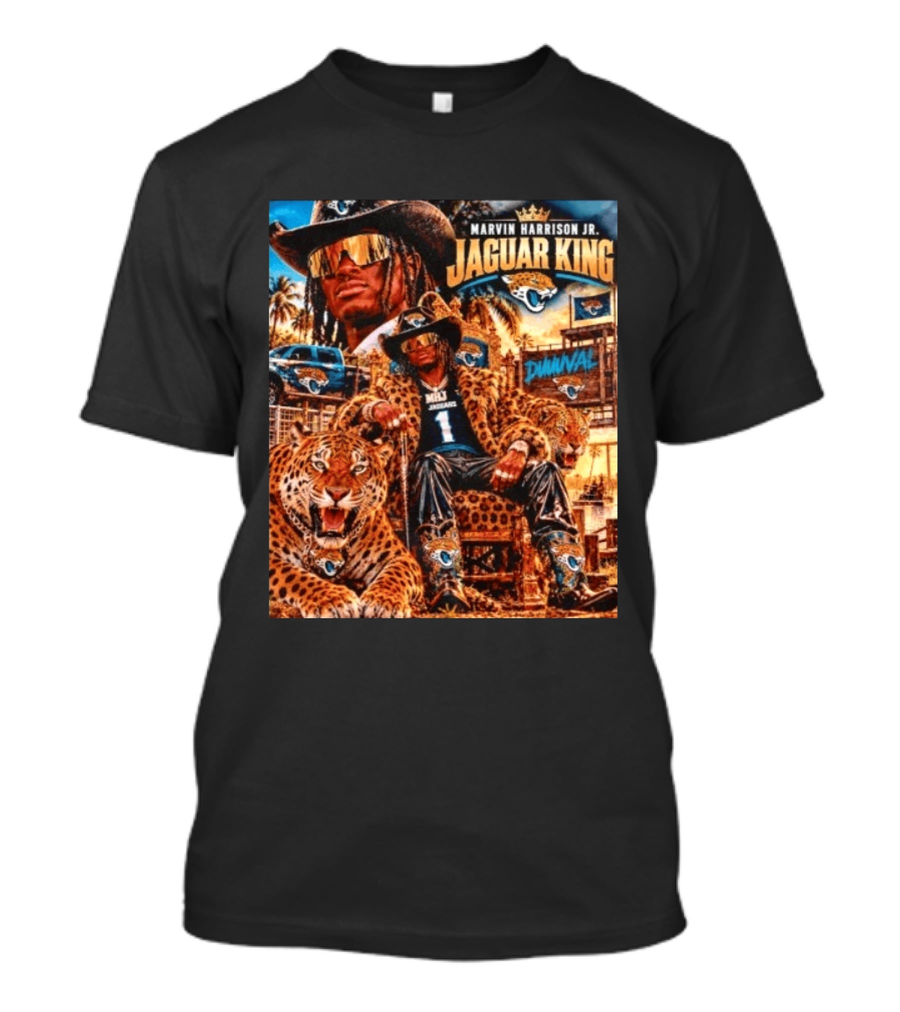 Marvin Harrison Jr Jaguar King Jacksonville Jaguars No 1 Jaguar Football Champion T-Shirt