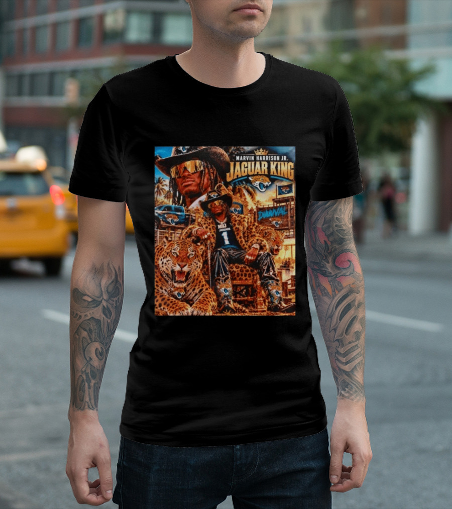 Marvin Harrison Jr Jaguar King Jacksonville Jaguars No 1 Jaguar Football Champion T-Shirt