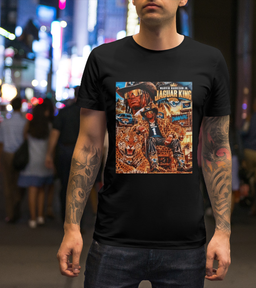 Marvin Harrison Jr Jaguar King Jacksonville Jaguars No 1 Jaguar Football Champion T-Shirt