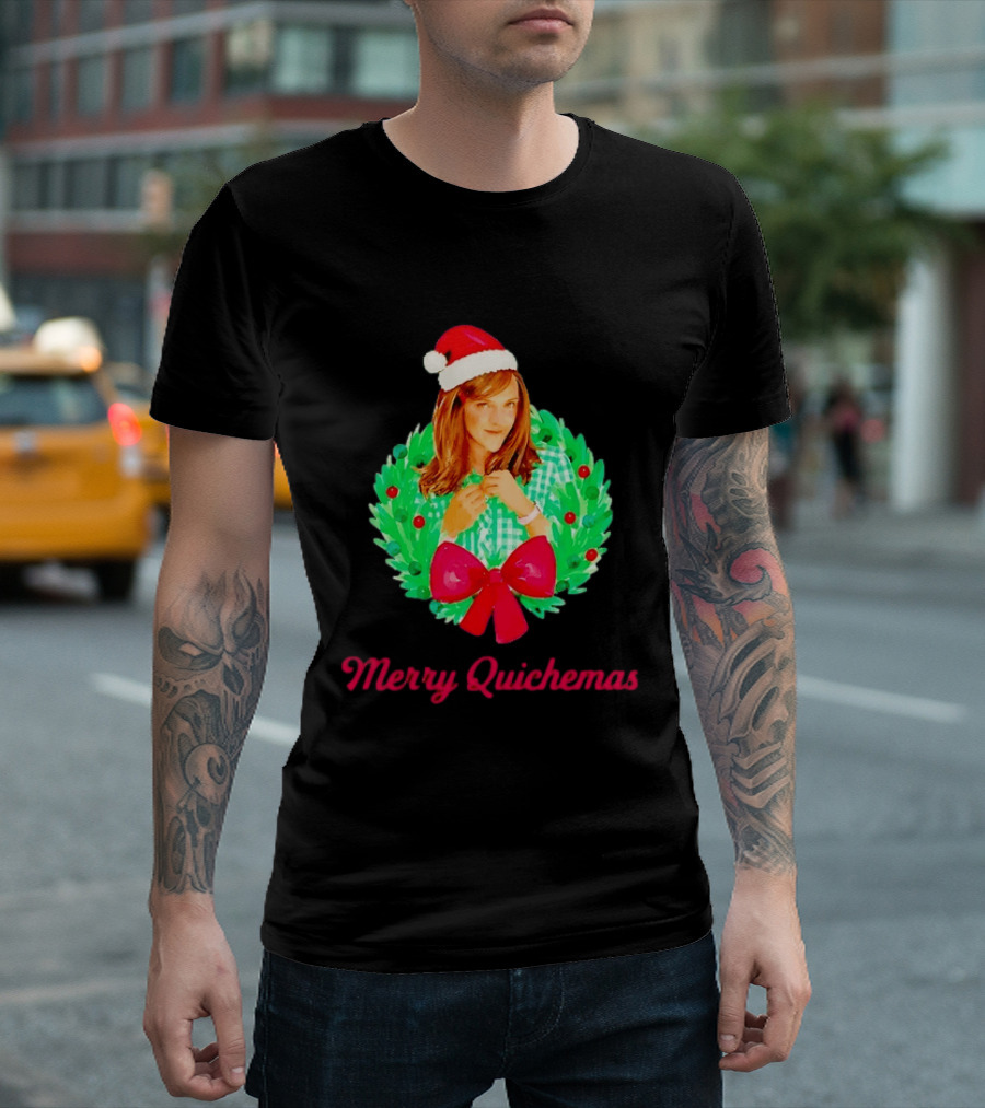 Merry Quichemas Santa Hat Wreath Gilmore Girls Christmas T-Shirt