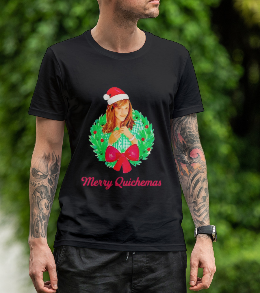 Merry Quichemas Santa Hat Wreath Gilmore Girls Christmas T-Shirt