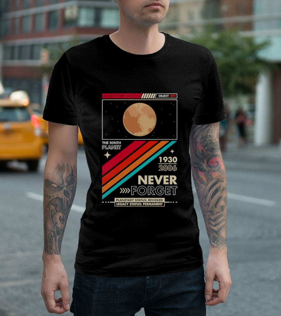 Pluto The Ninth Planet 1930 2006 Never Forget Retro Astronomy T-Shirt