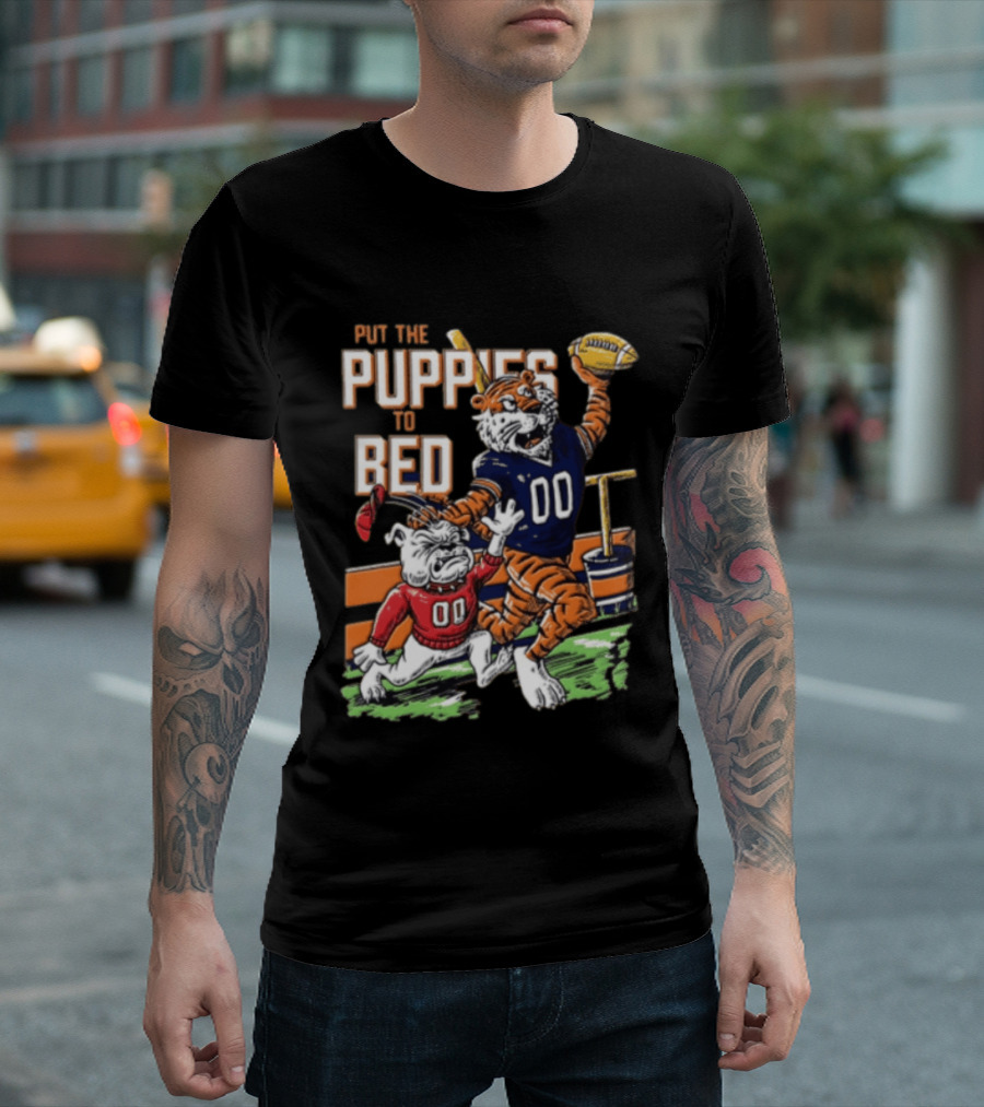 Put The Puppies To Bed Tiger Football T-Shirt