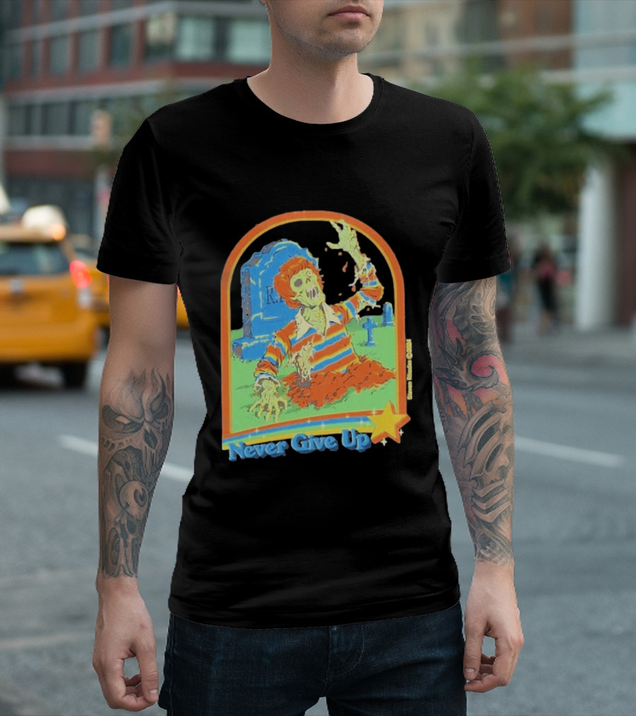 Steven Rhodes Zombie Rising Never Give Up Graveyard Scene 2026 T-Shirt