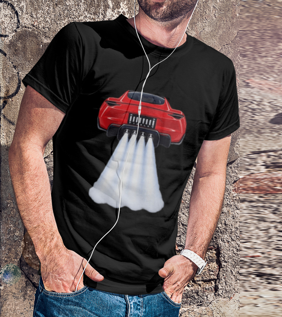 Tesla Roadster SpaceX Flying Car Rocket Thrusters Jet Blast T-Shirt
