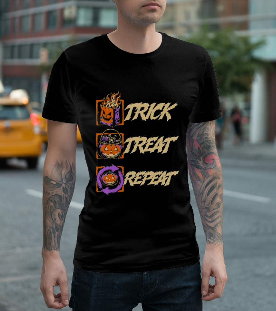 Trick Treat Repeat Halloween Pumpkin Spooky T-Shirt