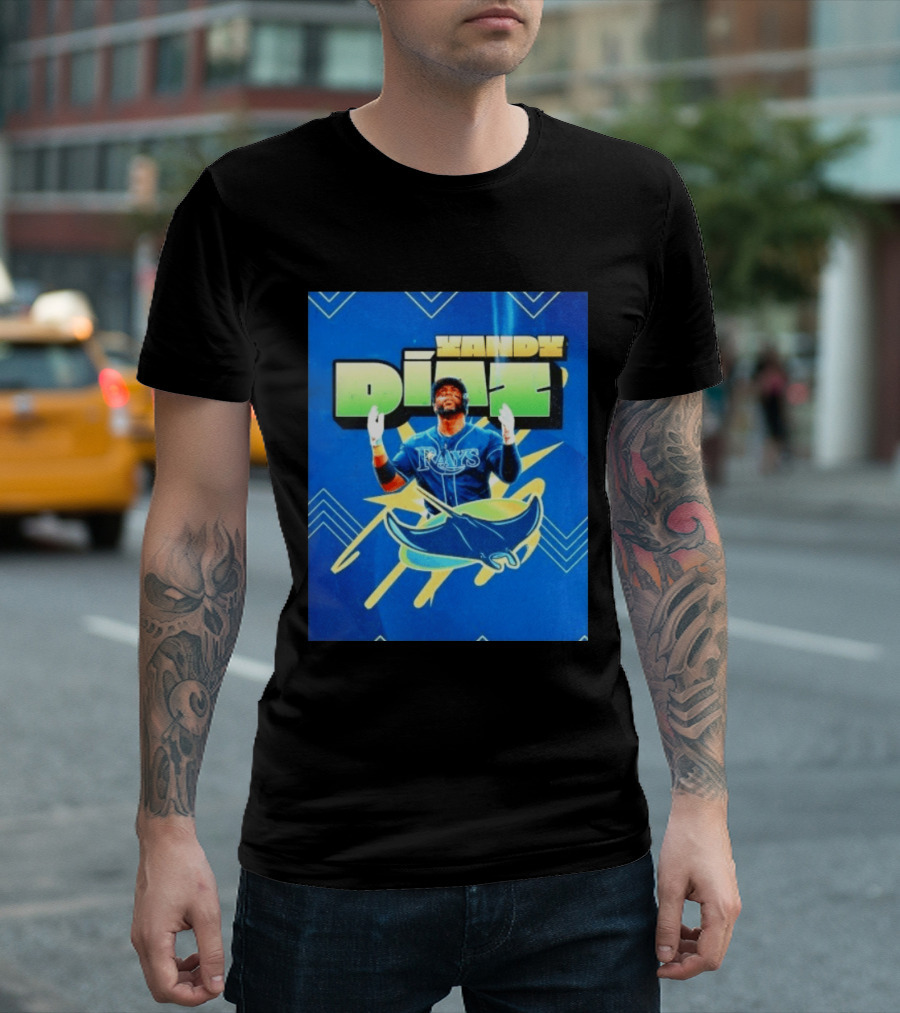 Yandy Diaz Tampa Bay Rays MLB Baseball Player Graphic With Manta Ray T-Shirt