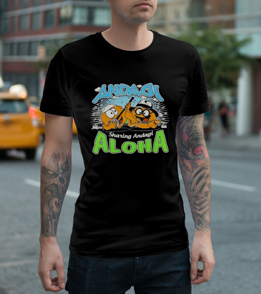 Andagi Sharing Aloha Music Japanese Cartoon Characters T-Shirt
