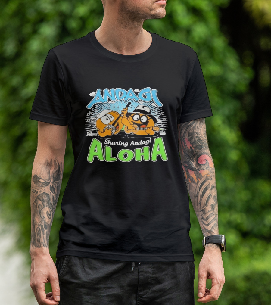 Andagi Sharing Aloha Music Japanese Cartoon Characters T-Shirt