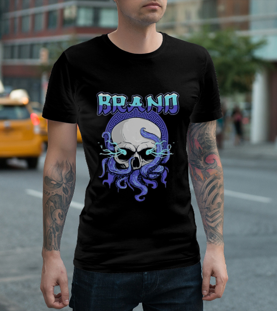 BRAND Skull With Tentacles Gothic Dark Spooky T-Shirt