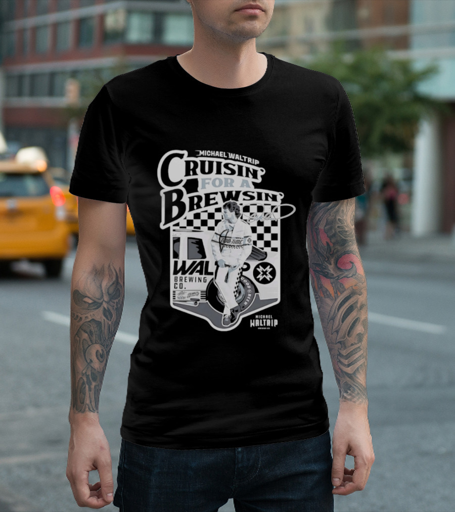 Michael Waltrip Cruisin' For A Brewsin' Checkered Racing T-Shirt