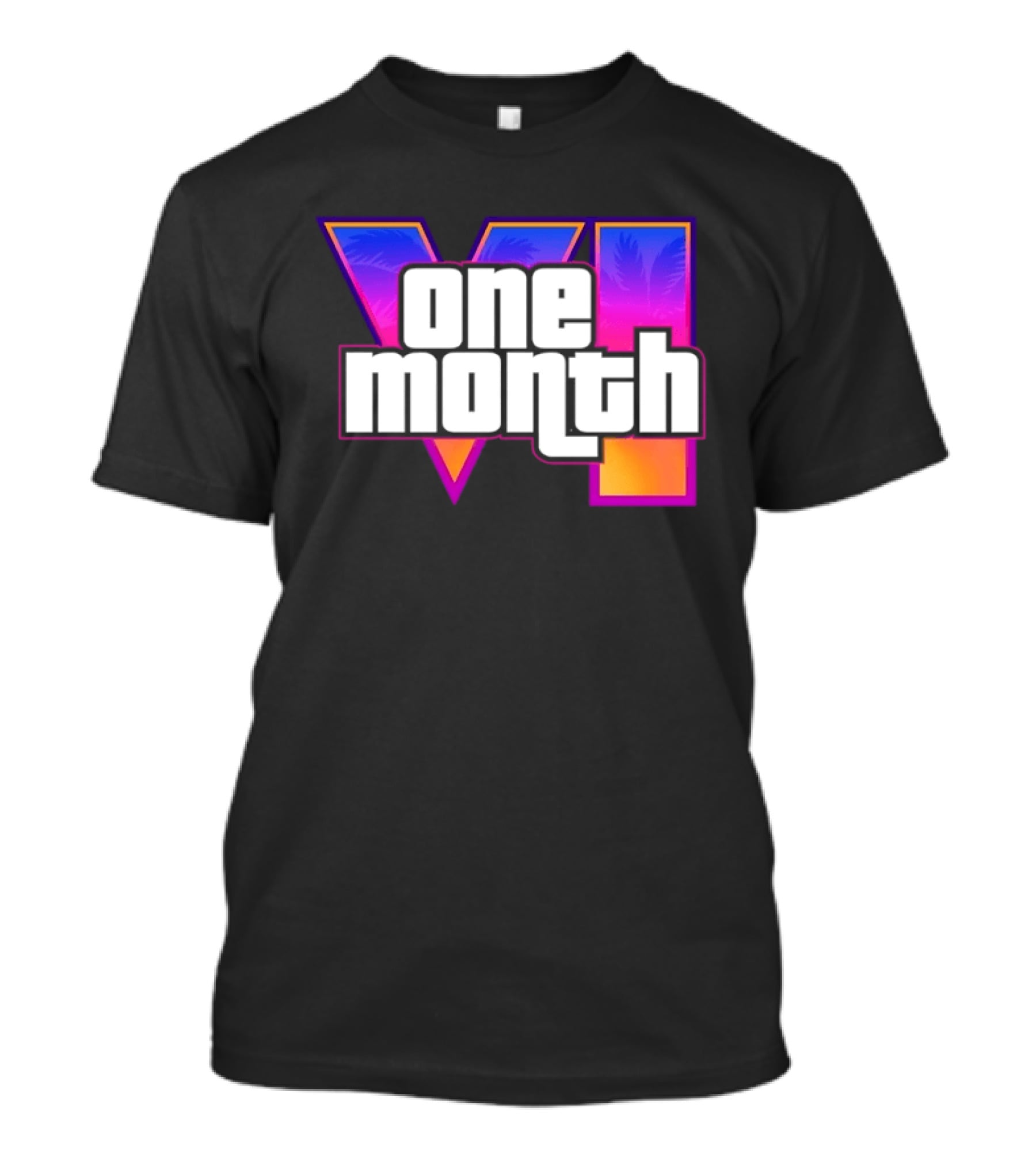 One Month VI Gaming Grand Theft Auto 6 Palms Retro Gradient T-Shirt