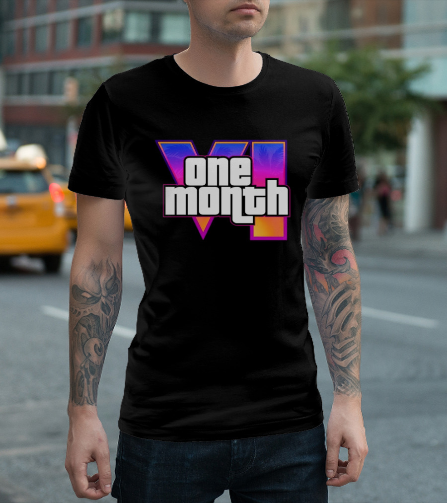 One Month VI Gaming Grand Theft Auto 6 Palms Retro Gradient T-Shirt