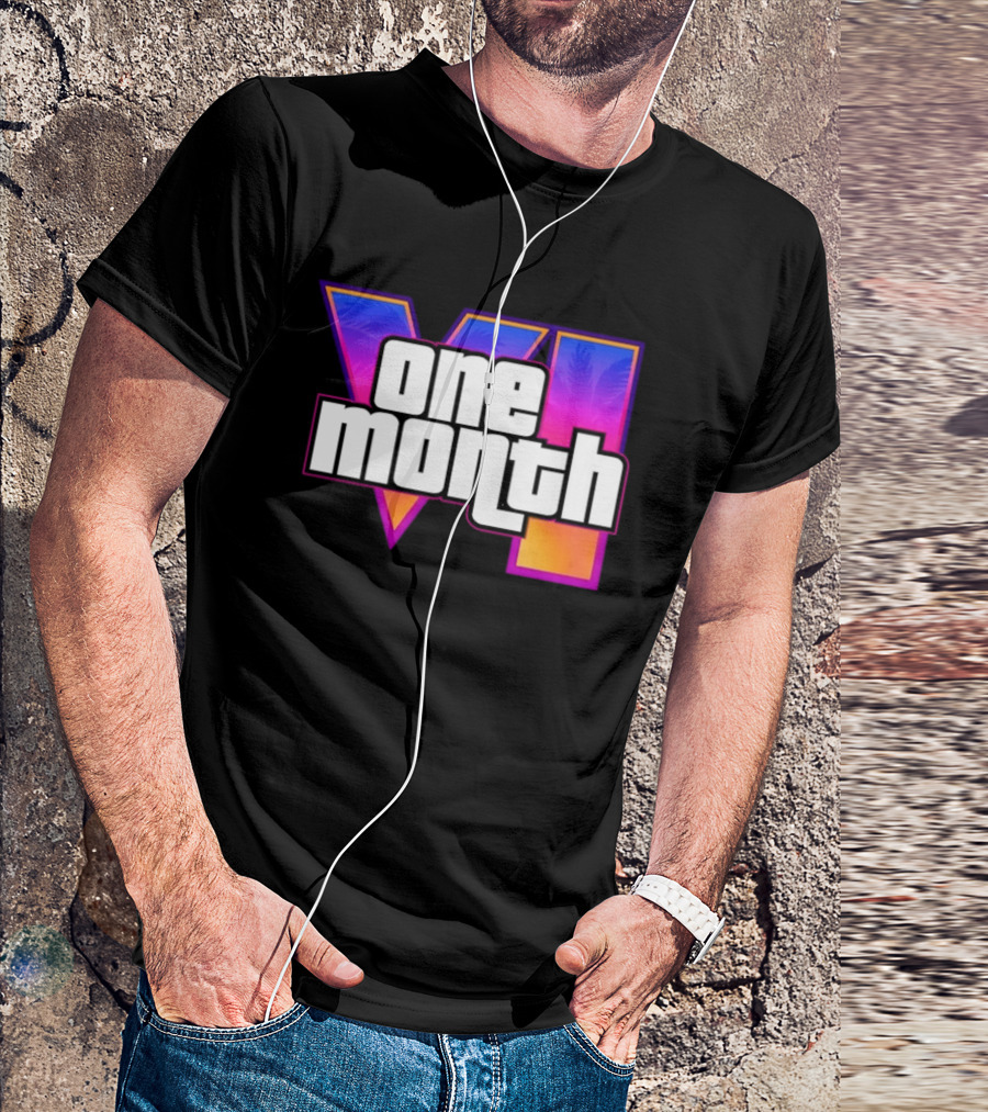One Month VI Gaming Grand Theft Auto 6 Palms Retro Gradient T-Shirt