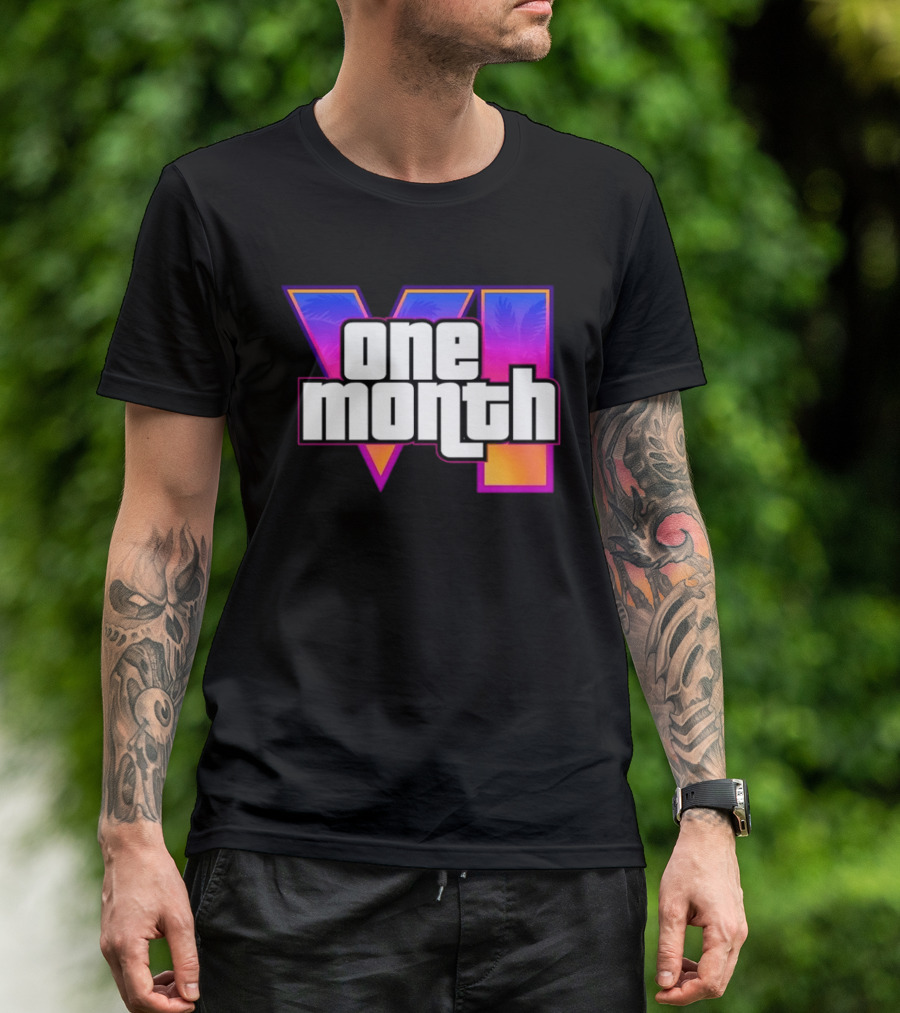 One Month VI Gaming Grand Theft Auto 6 Palms Retro Gradient T-Shirt