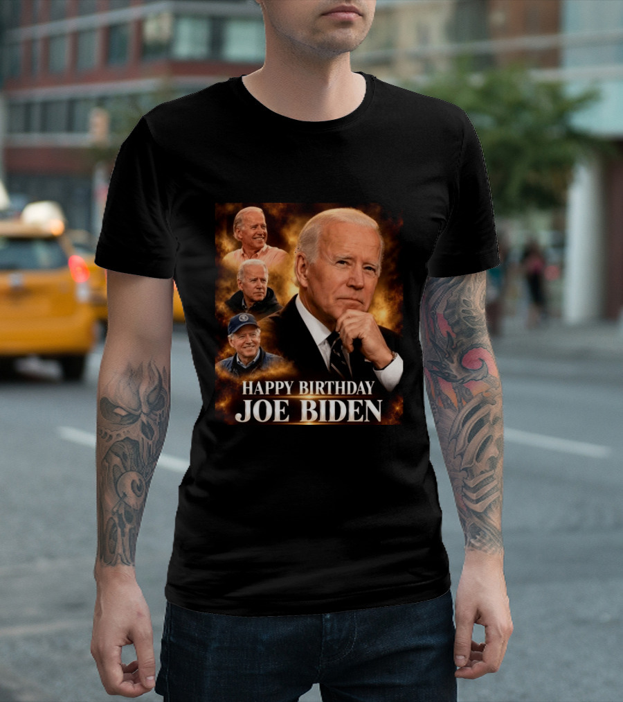 Happy Birthday Joe Biden Celebration With Presidential Portraits T-Shirt
