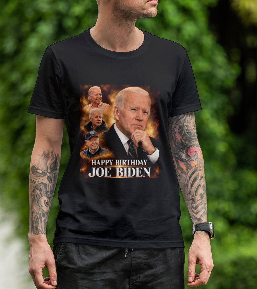 Happy Birthday Joe Biden Celebration With Presidential Portraits T-Shirt
