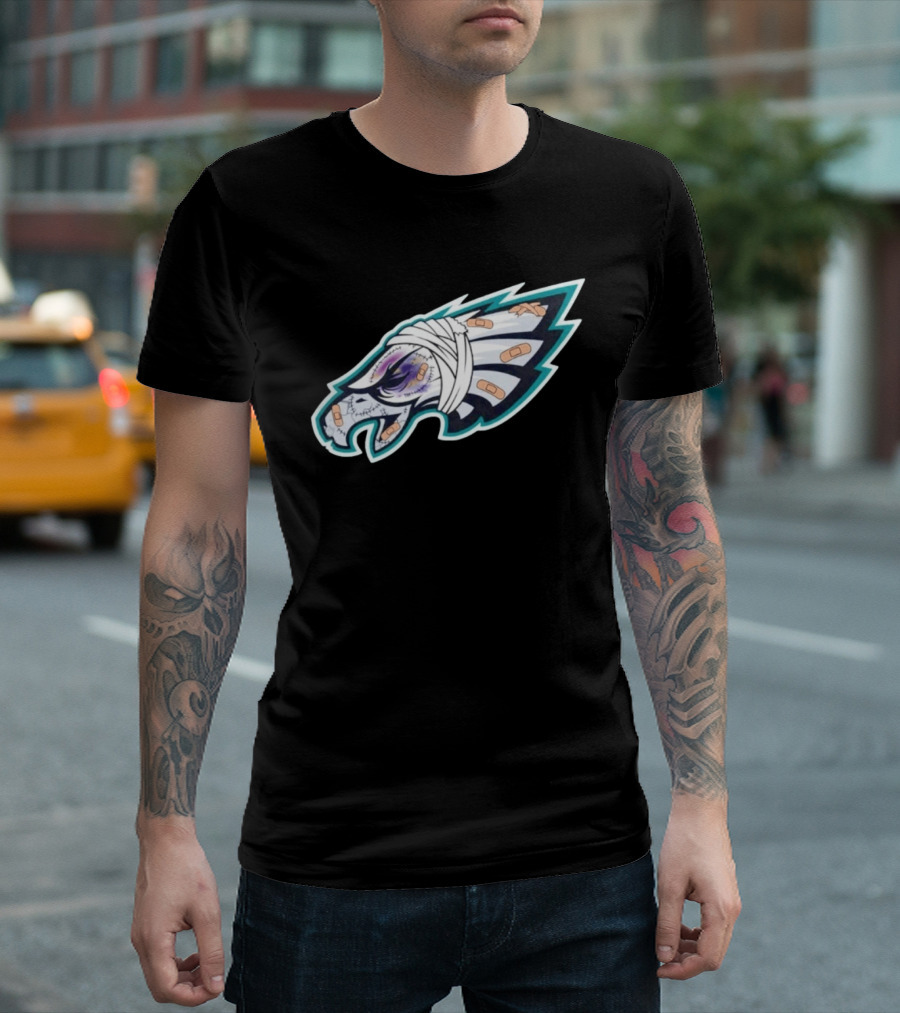 Philadelphia Eagles Injured Bandaged Logo Sports Humor T-Shirt