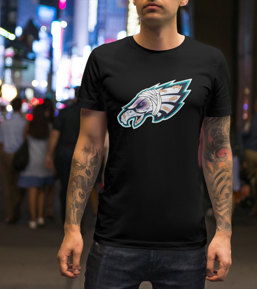 Philadelphia Eagles Injured Bandaged Logo Sports Humor T-Shirt